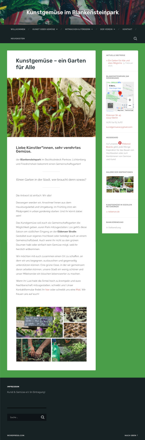 Screenshot of food truck website